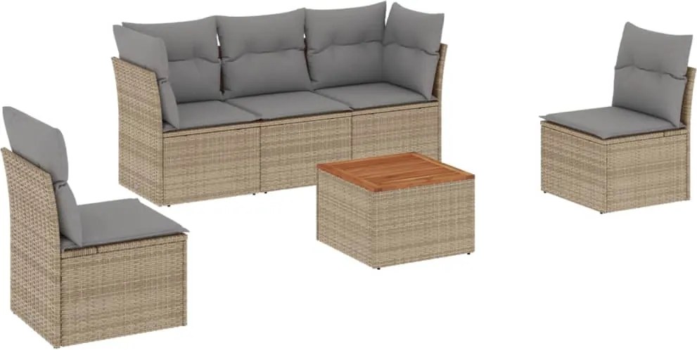 vidaXL Set canapele de grădină cu perne, 6 piese, bej, poliratan