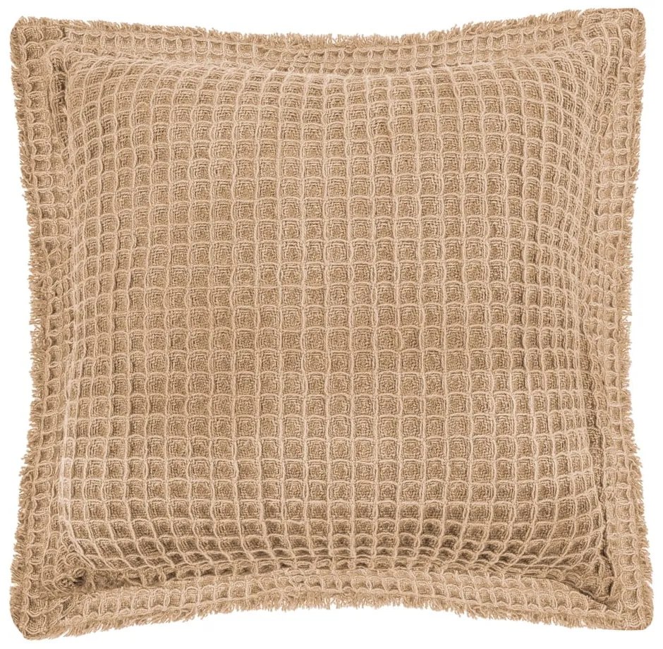 Pernă decorativă din bumbac Tiseco Home Studio Waffle, 45 x 45 cm, bej