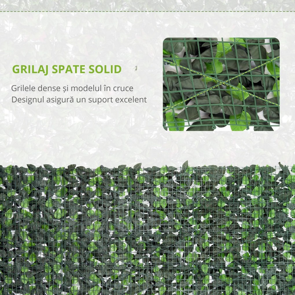 Gard artificial Verde Outsunny, 1X3m, iedera artificiala, frunze artificiale | Aosom RO