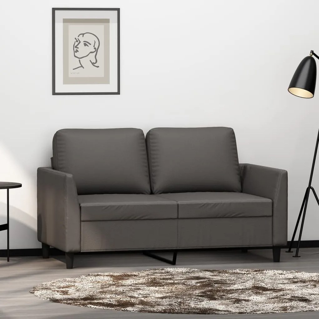 348914 vidaXL Canapea cu 2 locuri, gri, 120 cm, piele ecologică