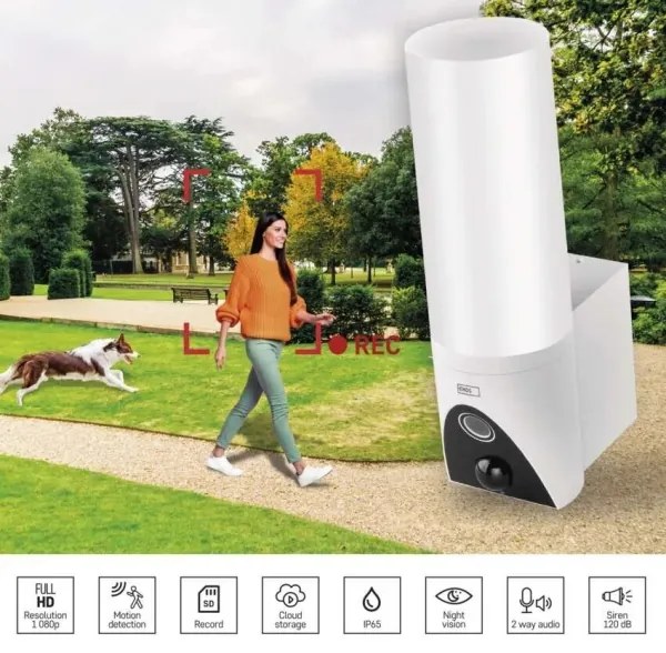 Cameră LED inteligentă de exterior cu sursă de lumină GoSmart LED/12W/230V IP65 Wi-Fi Tuya alb