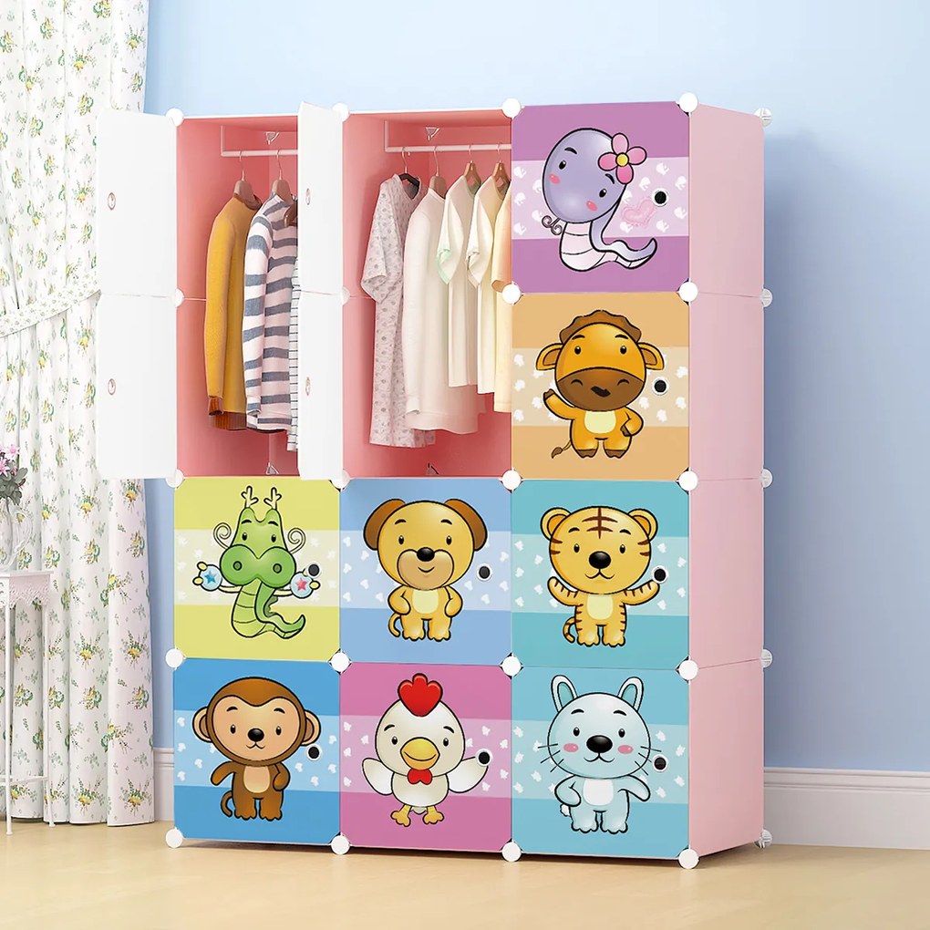 Dulap Modular Copii, 12 Usi, D5530, Roz