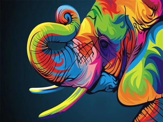 Pictura pe numere "Elefant colorat" 50x40 cm