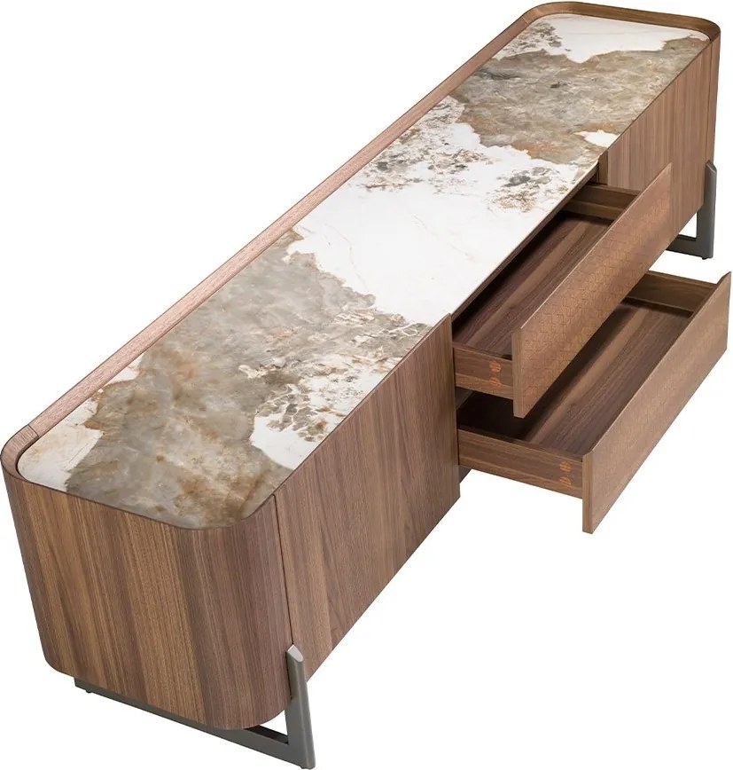 Comoda TV deosebita design LUX Walnut-Marble