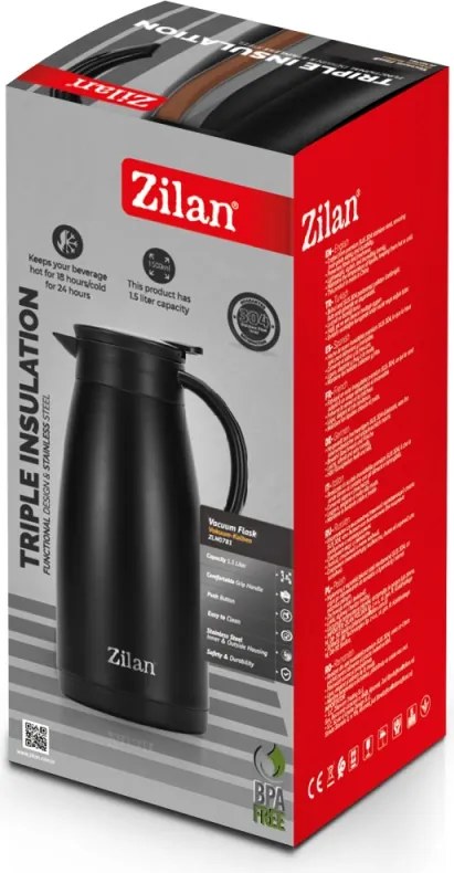 Termos Zilan ZLN0781 din inox, capacitate 1.5L, metine rece pana la 24 ore si cald pana la 18 ore