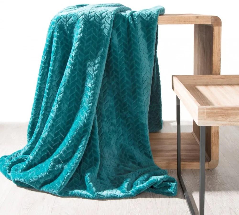 Pătură caldă turcoaz cu motiv geometric Lăţime: 170 cm | Lungime: 210 cm