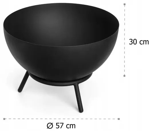 Focar portabil pentru lemne 57x30 cm, negru