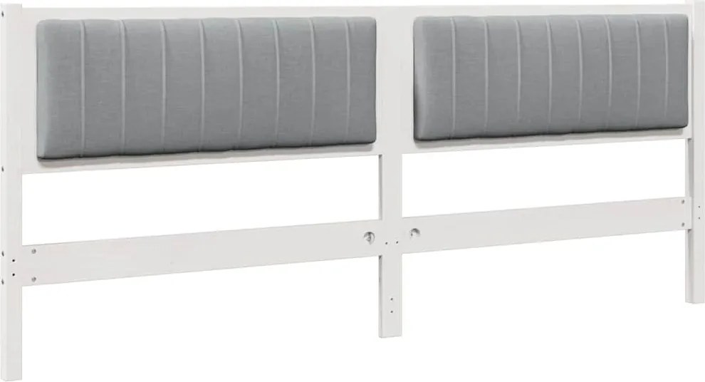 vidaXL Tăblie tapițată cu headboard Alb 200 cm Lemn de pin masiv