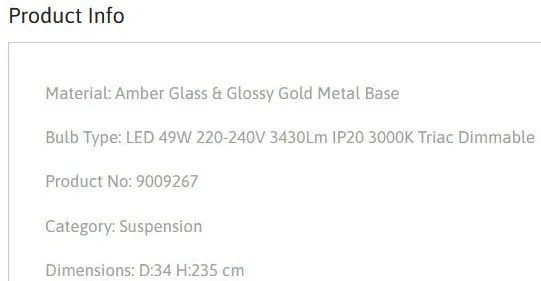 Lustra moderna cu 7 pendule LED, Metal, Auriu, Sticla, Amber, Norma