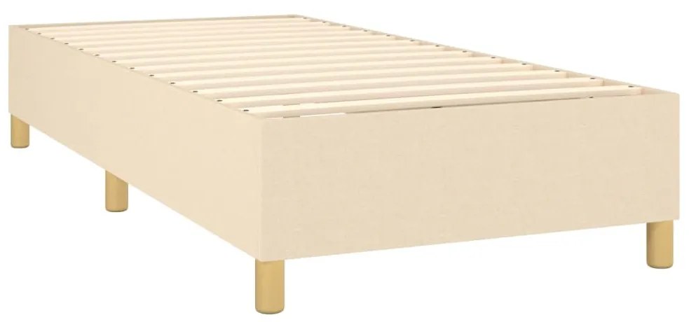 Pat box spring cu saltea, crem, 90x190 cm, textil Crem, 35 cm, 90 x 190 cm