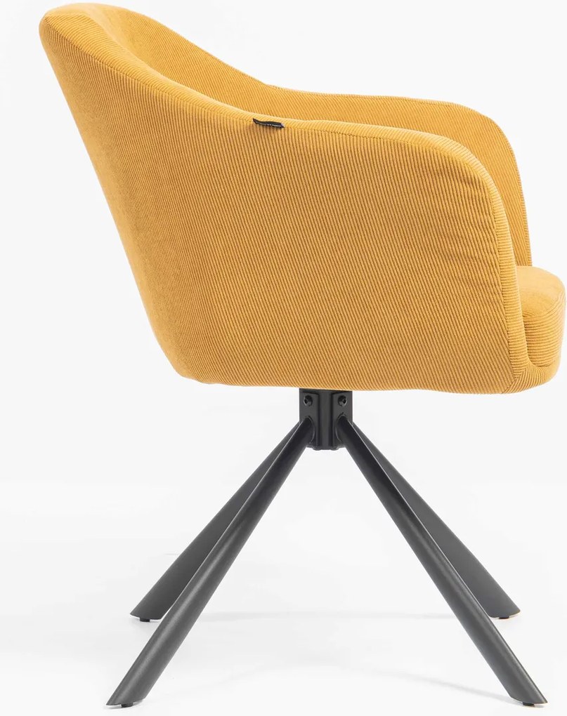 HR832 BAZĂ STEA Scaun Catifea Reiată Premium culoare Curry Galben cu Bază Neagră