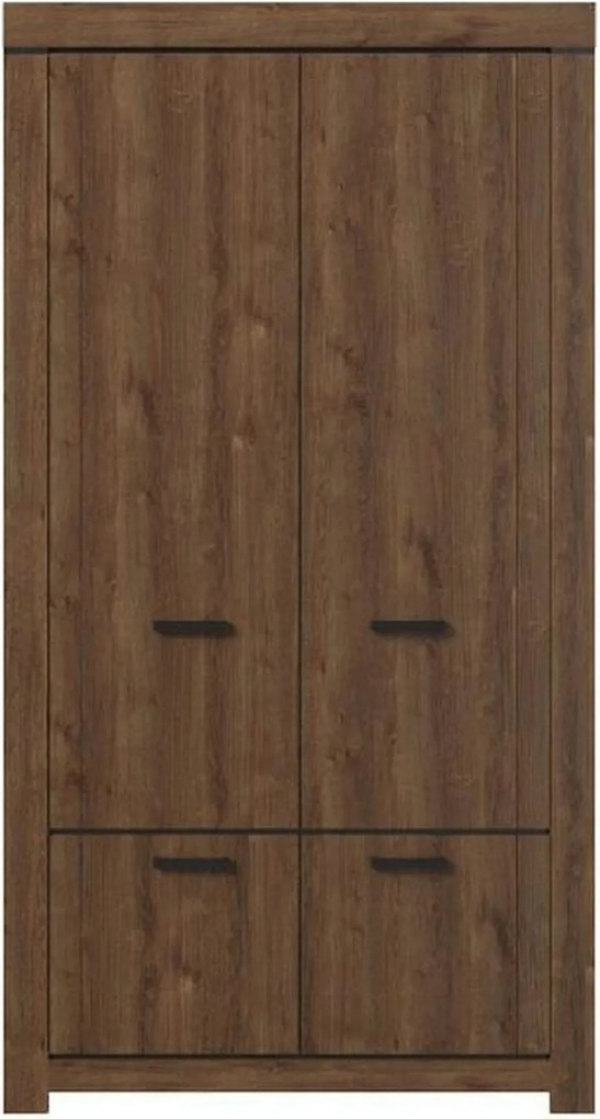 Dulap BRASS, stejar brun, PAL laminat, cu 4 usi, 112x60x210 cm