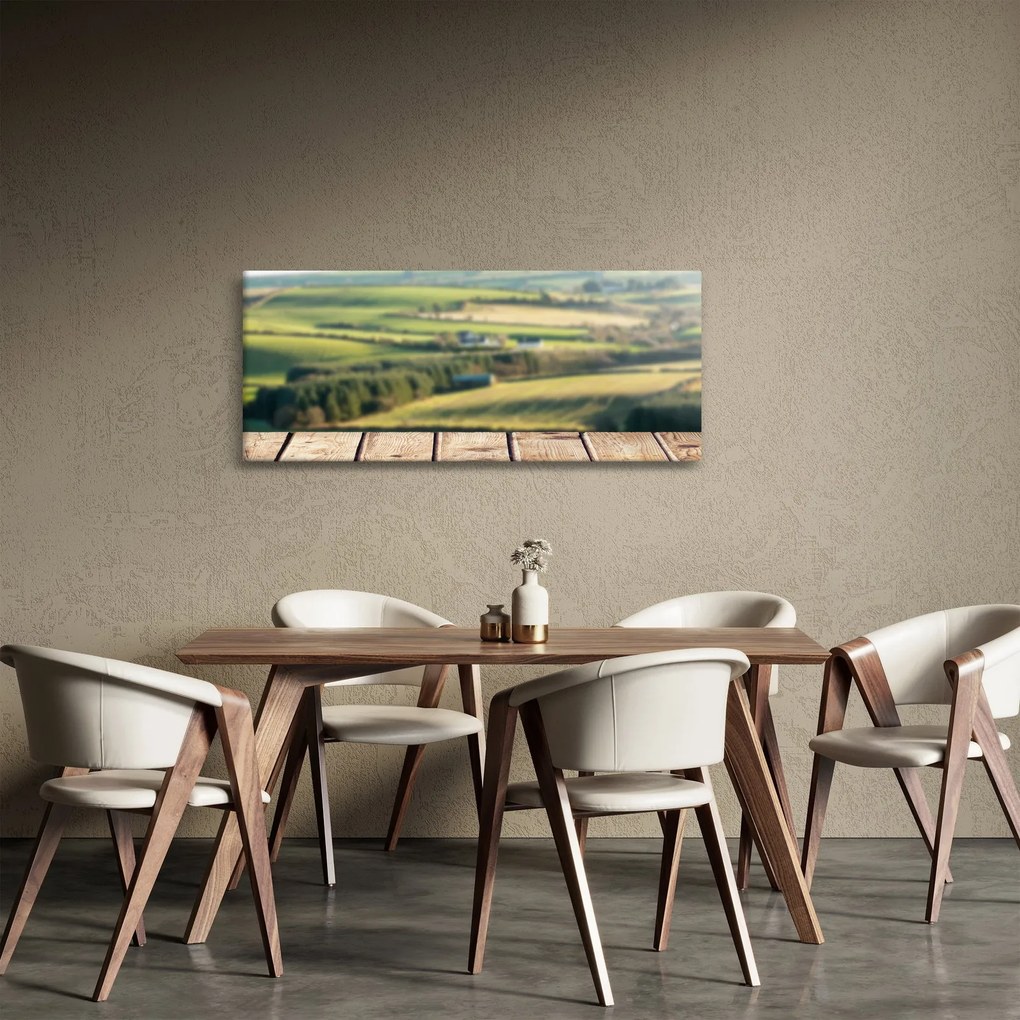 Tablou - Raft din lemn cu peisaj (120x50 cm)