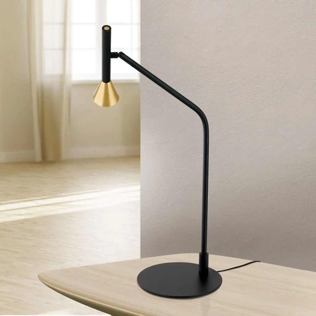 Veioza LED stil scandinav minimalist ODEON negru/alama