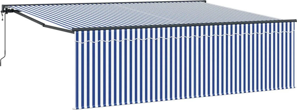 vidaXL Cortina Retractabilă Albastru și Alb 400 × 300 cm