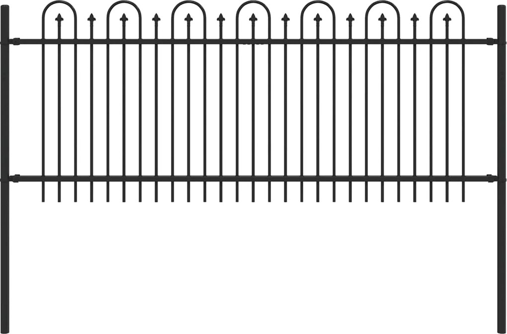 vidaXL Gard Arcuș cu Vârfuri Negru 200 x 130 cm