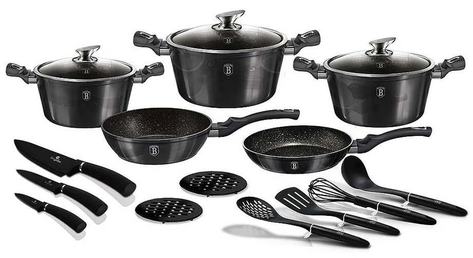 Set de ustensile de gătit Berlinger Haus din 17piese Carbon PRO Line