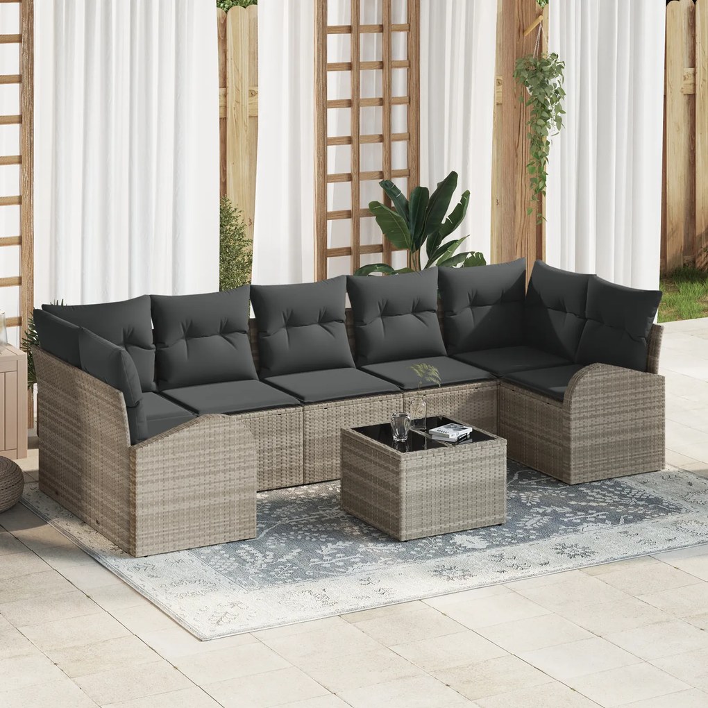 vidaXL Set de canapele pentru grădină 8 pcs Gri deschis
