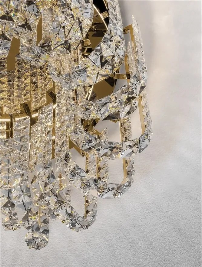 Lustra aplicata LED auriu, cristale sticla CELYSIA 50cm
