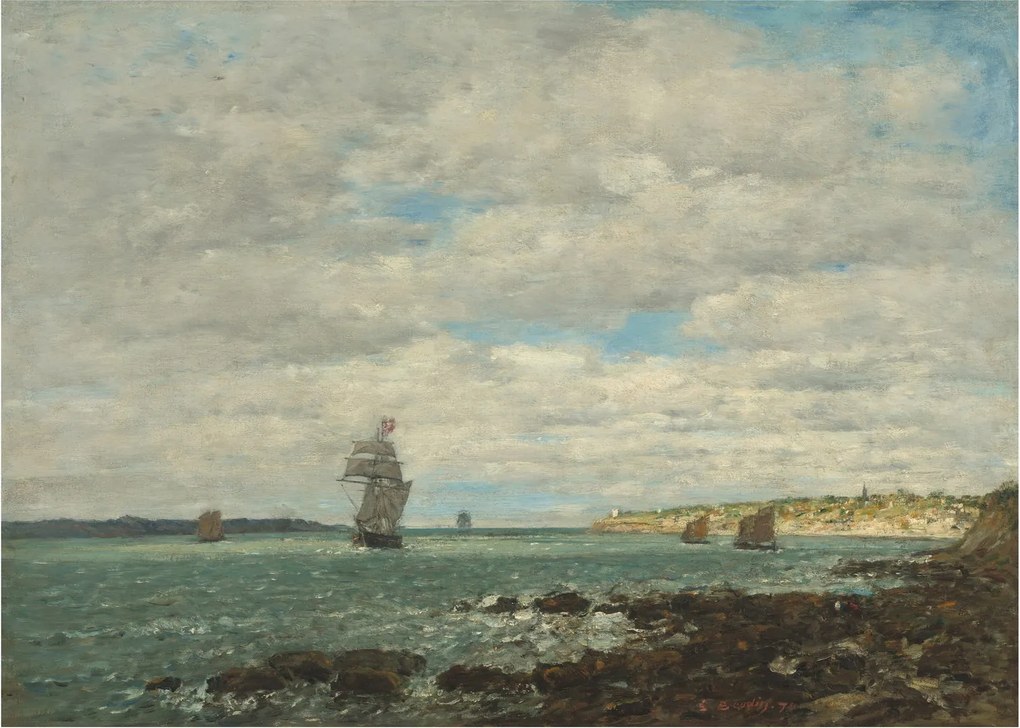 Tablou pe sticlă - Eugène Boudin, Coast of Brittany, reproducere (70x50 cm)