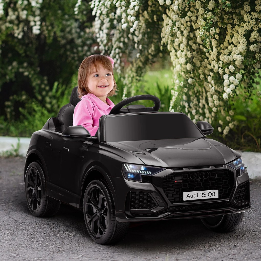 HOMCOM Mașină Electrică pentru Copii Audi RS Q8, 6V, 2 Motoare, Telecomandă, PP, 101x62x51 cm, Negru | Aosom Romania