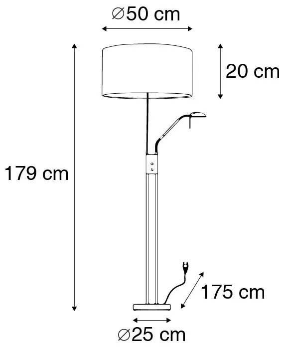 Lampă de podea din oțel și alb cu braț de citit reglabil - Luxor