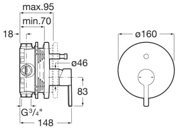 Roca NAIA A5A0B96C00 - baterie de duș pentru montaj încastrat, crom lucios