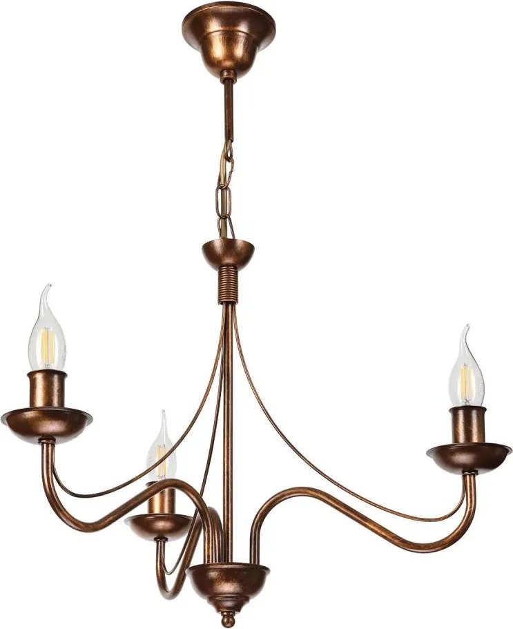 Candelabru pe lanț ANTON, 3x E14/15W/230V, finisaj bronz