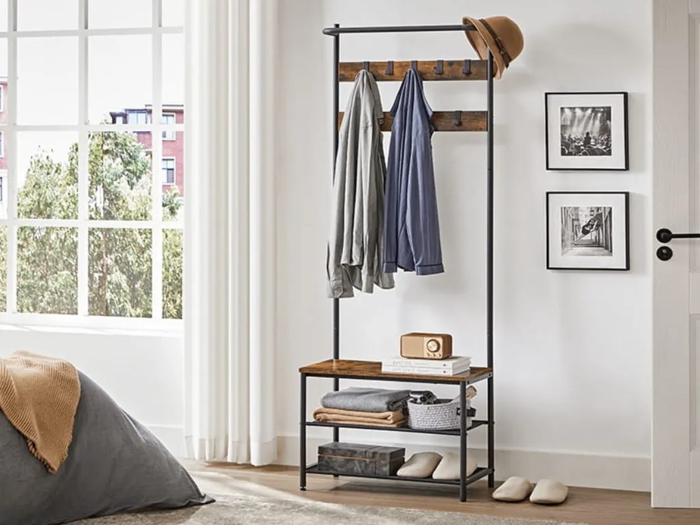 Perete de hol TAYLOR cu dulap pentru pantofi 180x64 cm, maro rustic