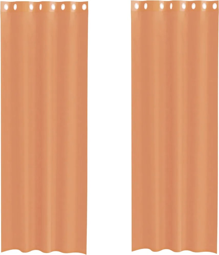 vidaXL Perdele Voile cu Oelii 2 buc Teracotă