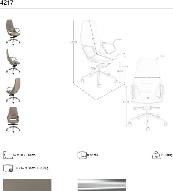 Scaun de birou modern piele sintetica Grey