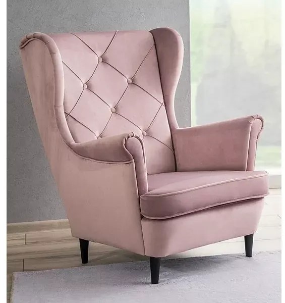 Fotoliu roz vintage pentru TV LADY VELVET