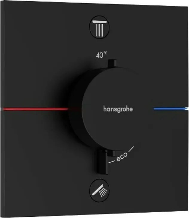 Baterie dus termostatata incastrata negru mat Hansgrohe ShowerSelect Comfort E 2 functii
