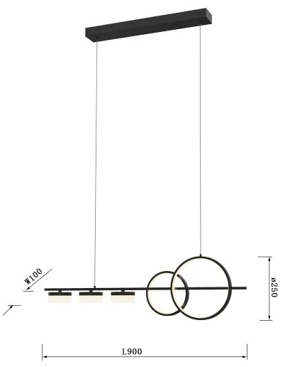 Lustră LED dimabilă pe cablu Wofi 7030-502 MESSINA LED/40W/230V negru
