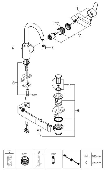 GROHE 23043003 - Baterie pentru lavoar EUROSTYLE COSMOPOLITAN, mărime L, crom
