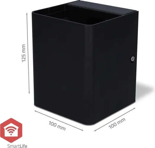 Nedis ZBLOW10RGBW - Lampă LED RGBW pentru exterior, reglabilă, LED/12W/230V, IP65, Wi-Fi Tuya, negru