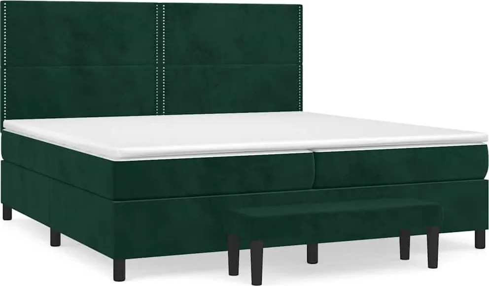 vidaXL Pat box spring cu saltea, verde închis, 200x200 cm, catifea