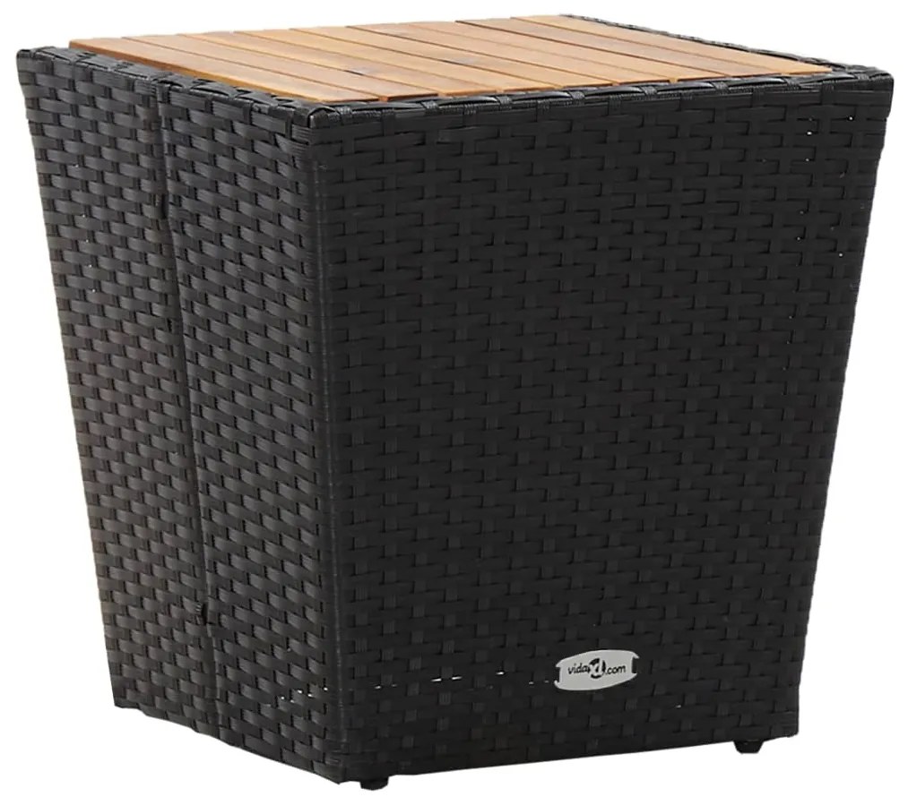 vidaXL Masă de ceai negru 41,5x41,5x43 cm poliratan lemn masiv acacia