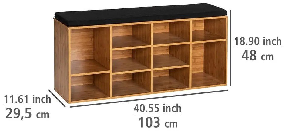 Pantofar în culoare naturală cu bancă cu aspect de lemn exotic Loft – Wenko