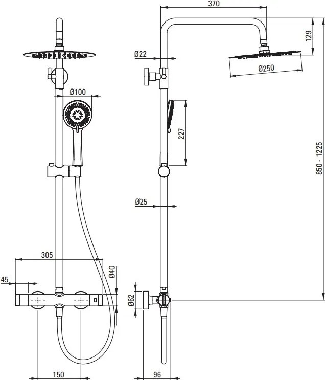 Coloană de Duș cu Baterie Termostatică finisaj crom NAC_04OT
