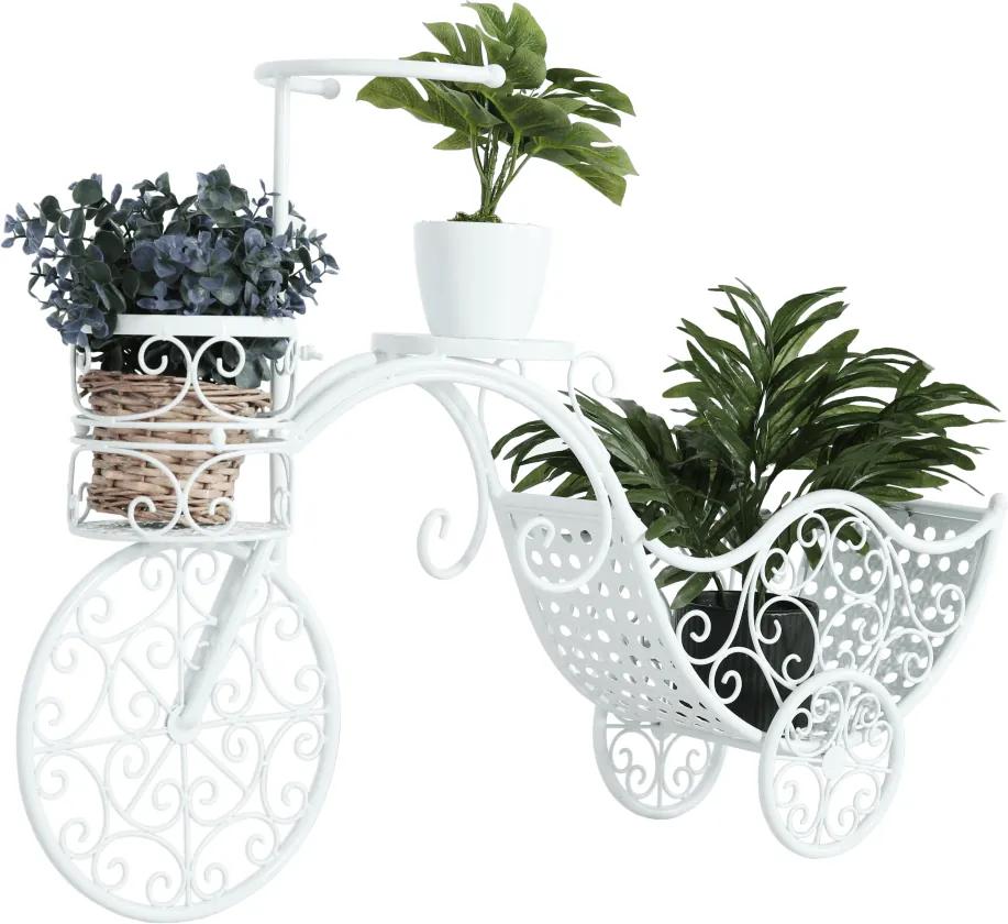 Ghiveci de flori RETRO în formă de bicicletă, alb, ALENTO