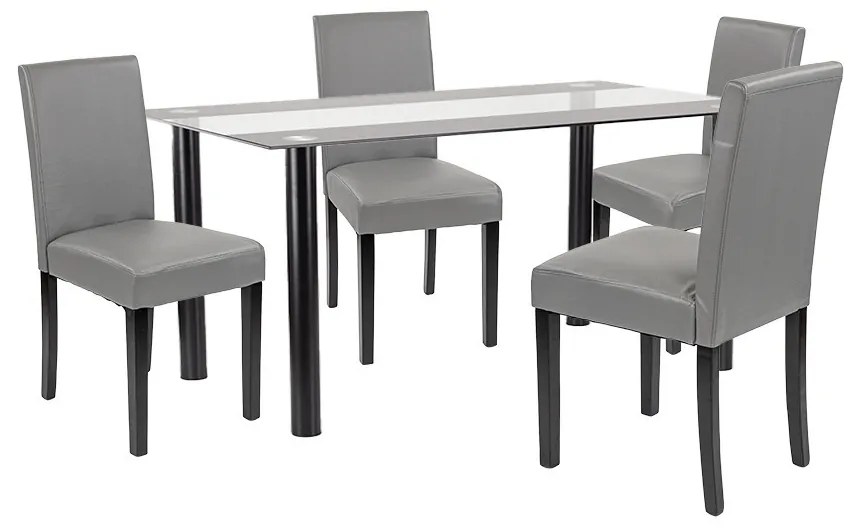 Set de masă Cadiz 4+1 negru-gri