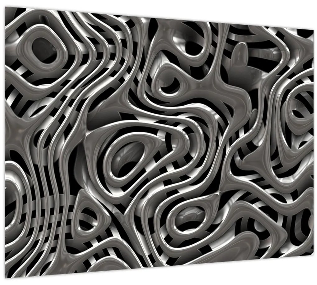 Tablou pe sticlă - Abstractizare metalică (70x50 cm)