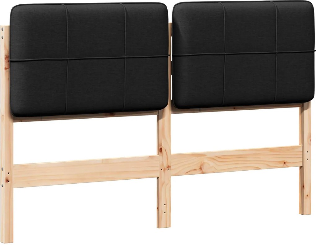 vidaXL Tăblie tapițată Maro și negru 120 cm Lemn de pin masiv