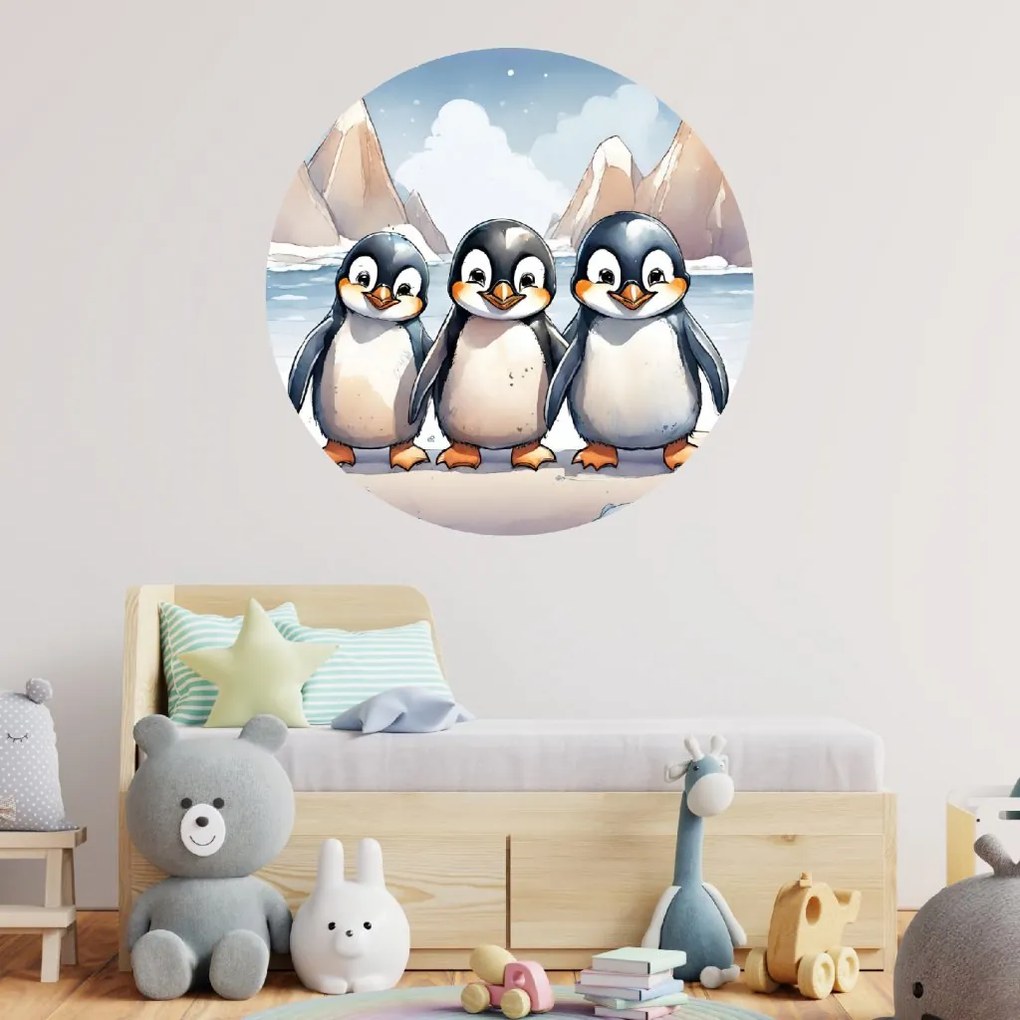 PIPPER. Autocolant circular de perete „Pinguinii” mărimea: 100cm