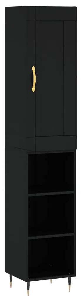 3200306 vidaXL Dulap înalt, negru, 34,5x34x180 cm, lemn prelucrat