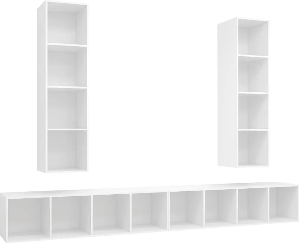 vidaXL Dulapuri TV suspendate, 4 buc. alb, lemn prelucrat