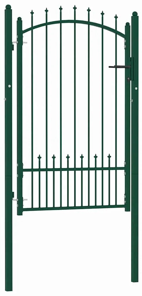 vidaXL Poartă de gard cu țepușe, verde, 100x150 cm, oțel