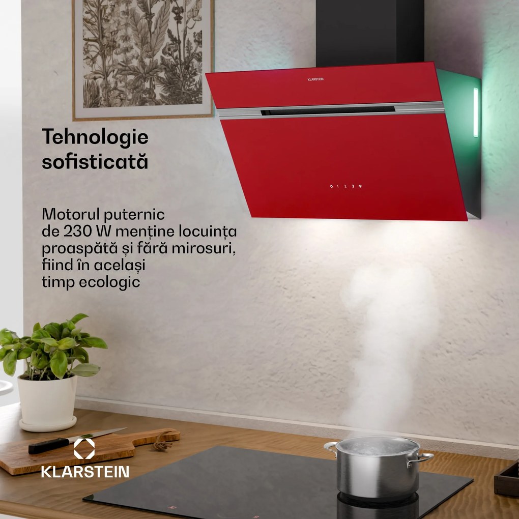 Klarstein Alina hotă de bucătărie | 60 cm | 600 m³/h | Silențioasă | Clasa energetică A