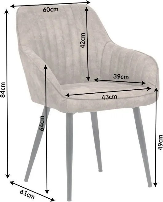 Set de 2 scaune elegante, cu brate si tapiterie din microfibra, Turin taupe A-38790 VC